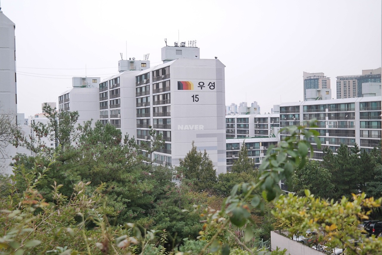 Building entrance with signage