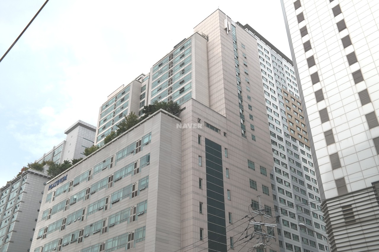 Building entrance with signage