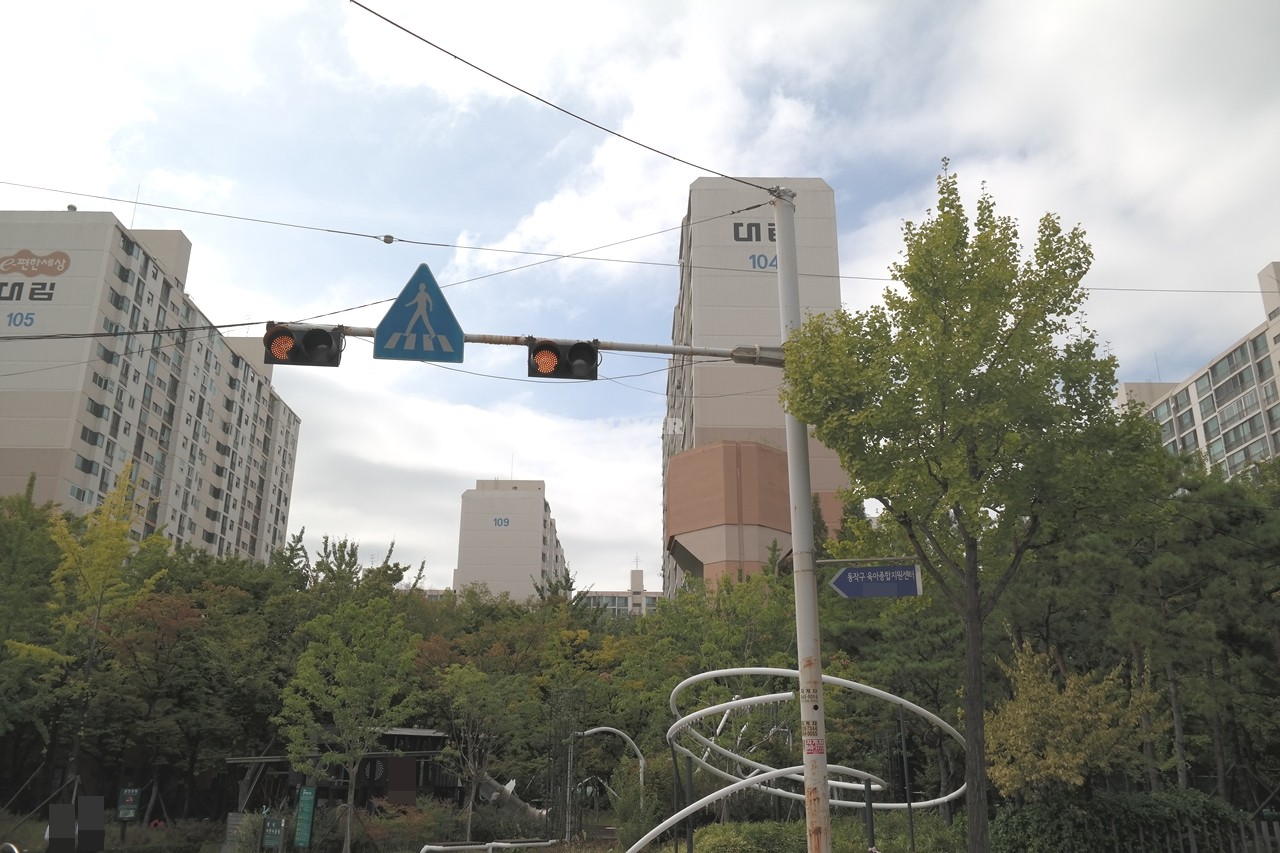 Building entrance with signage