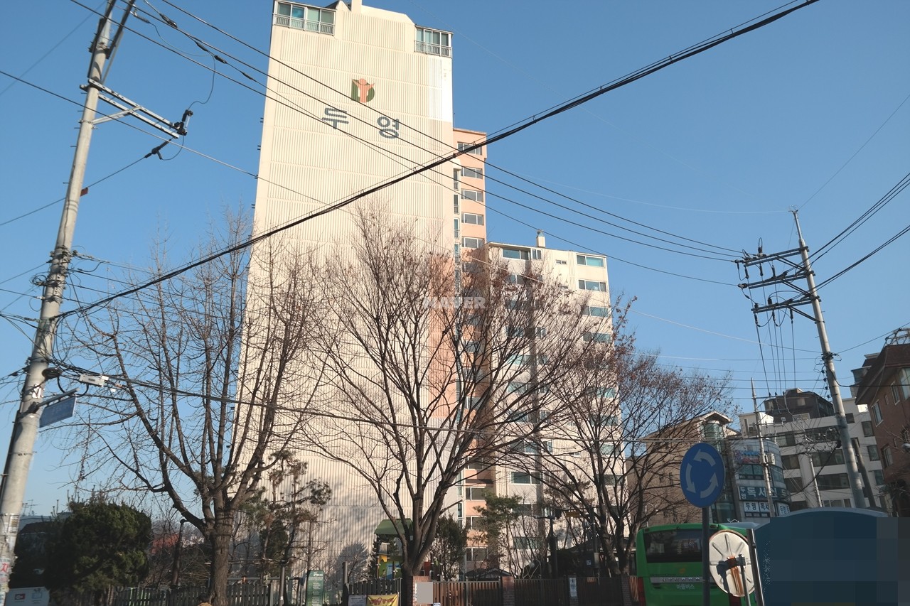 Building entrance with signage