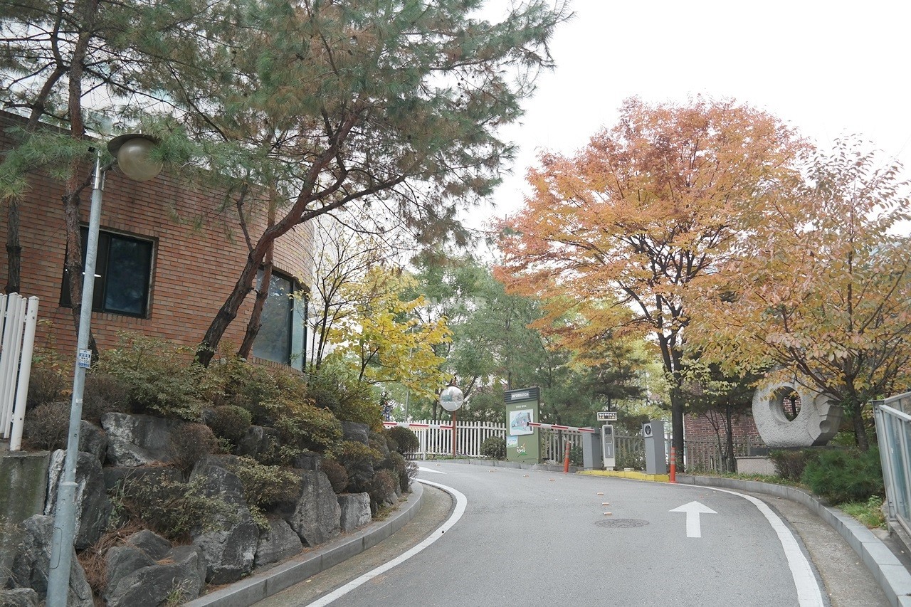 Building entrance with signage