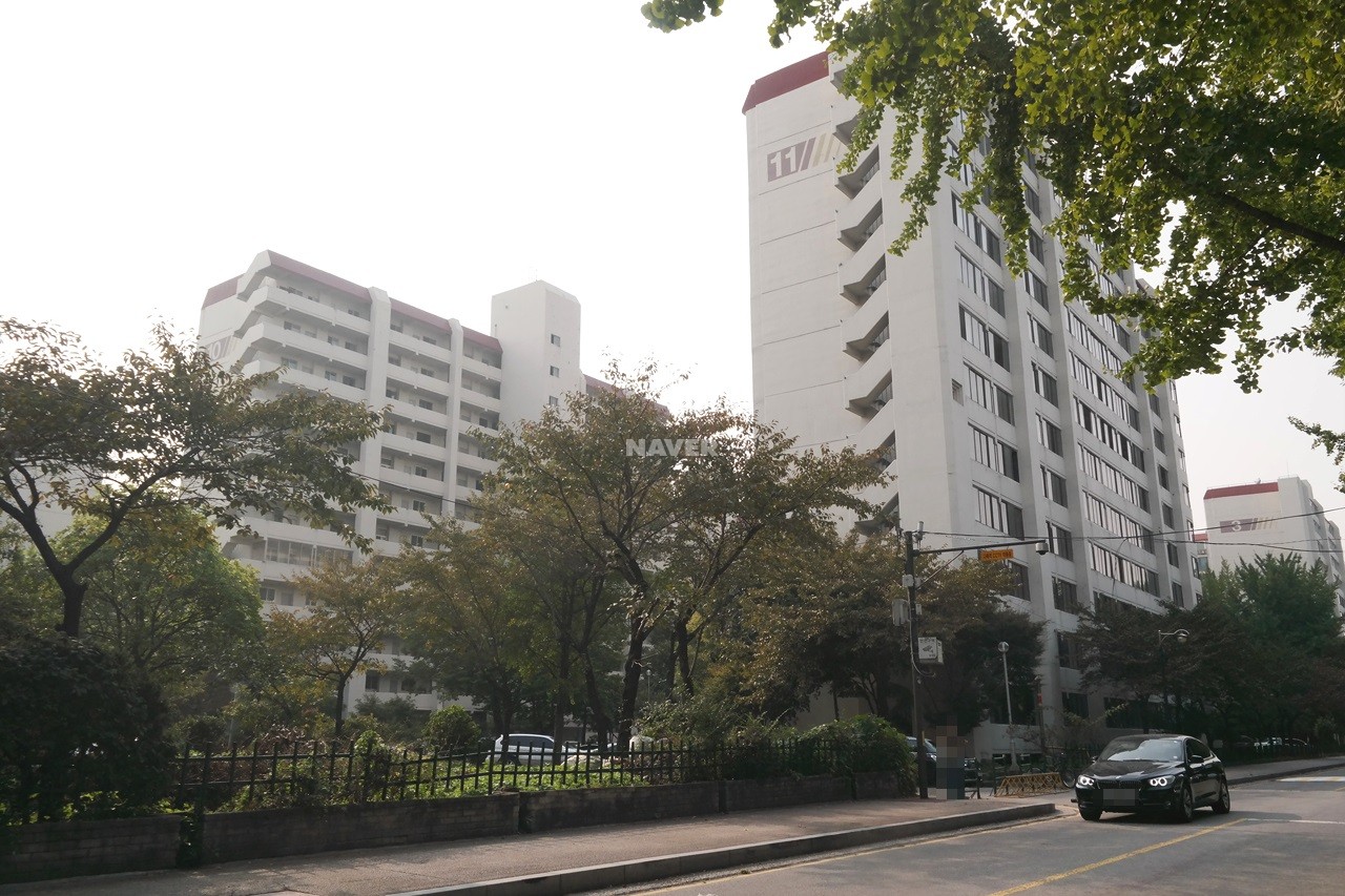 Building entrance with signage
