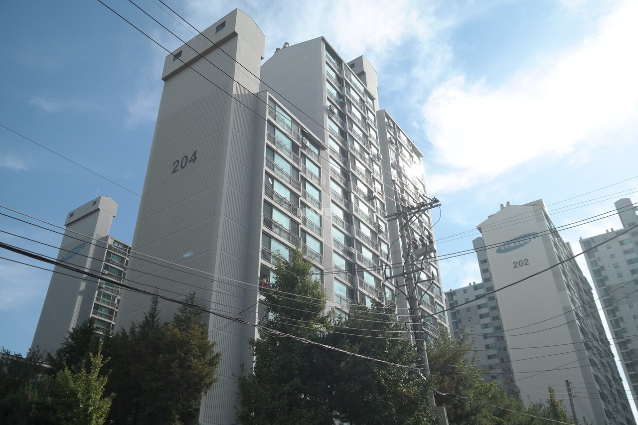 Building entrance with signage