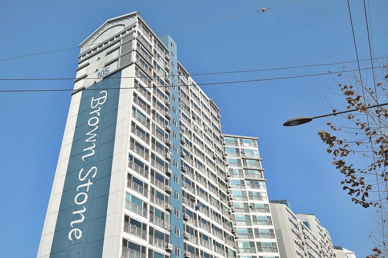 Building entrance with signage