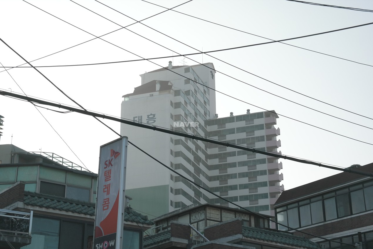 Building entrance with signage