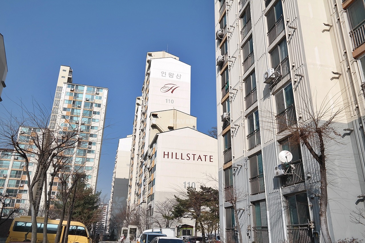 Building entrance with signage