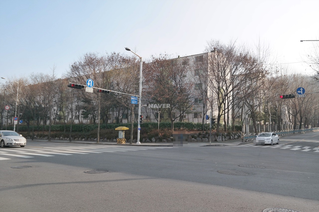Building entrance with signage