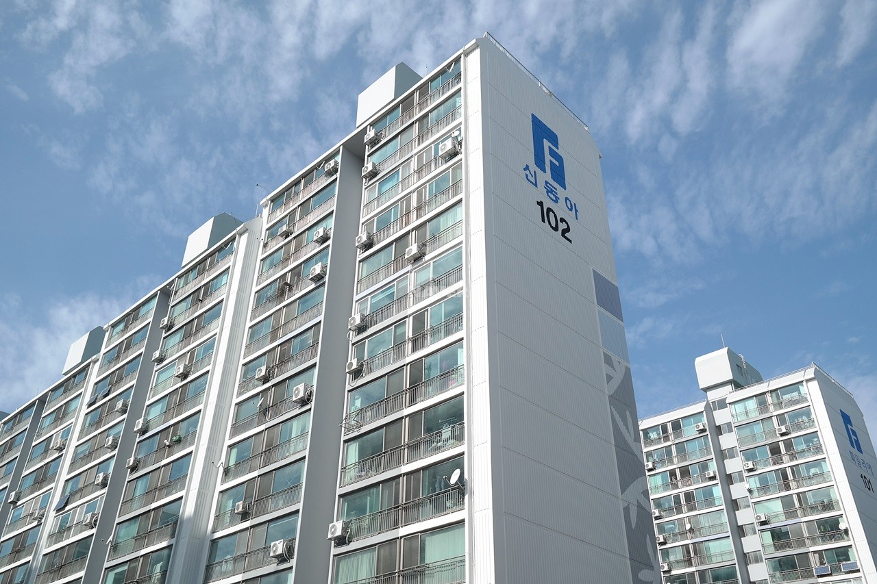 Building entrance with signage