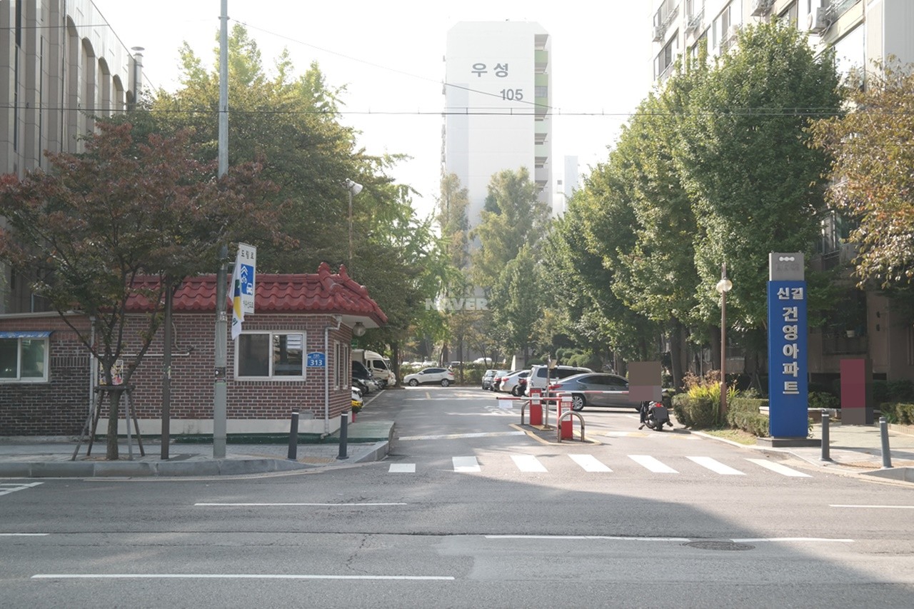 Building entrance with signage