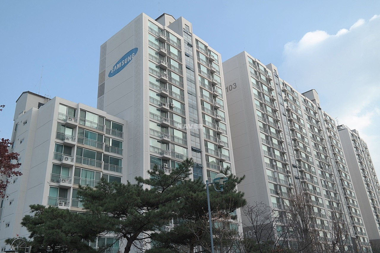 Building entrance with signage