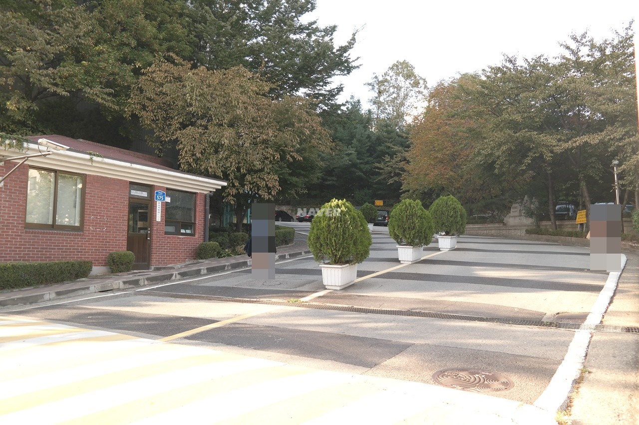 Building entrance with signage