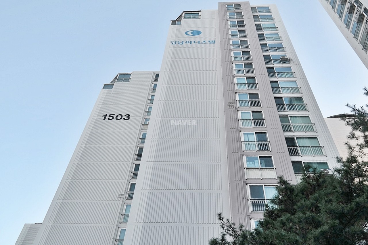 Building entrance with signage