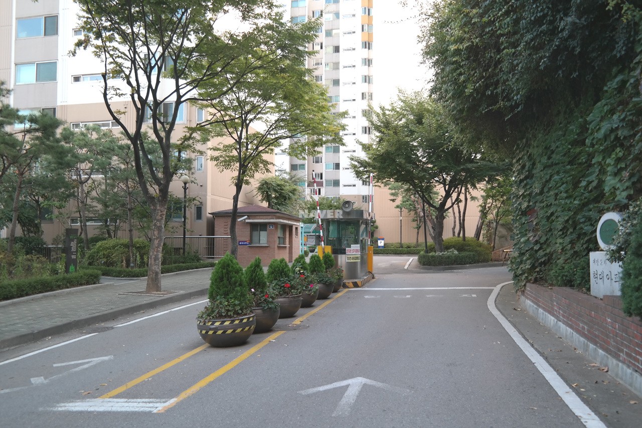 Building entrance with signage