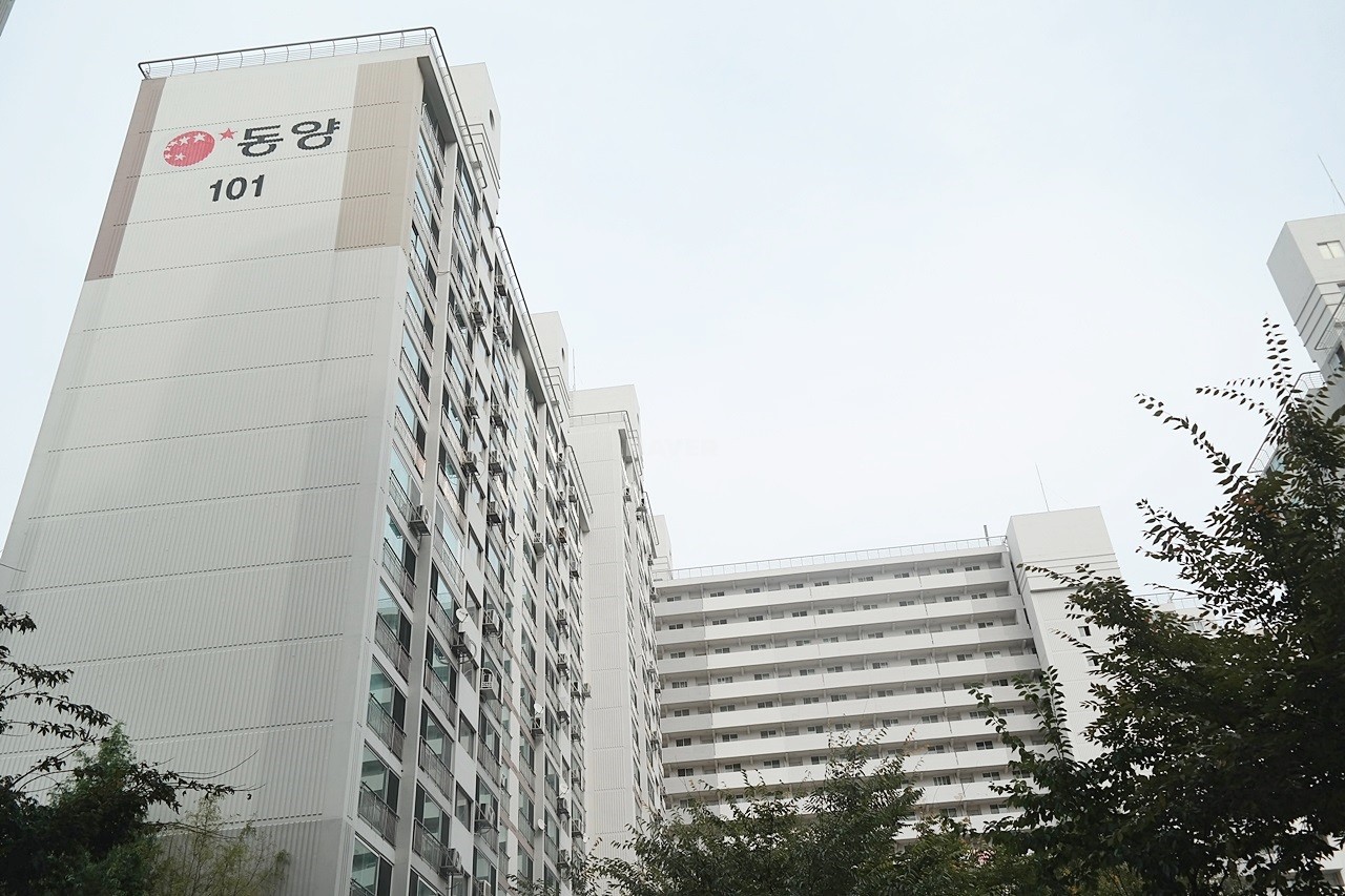 Building entrance with signage