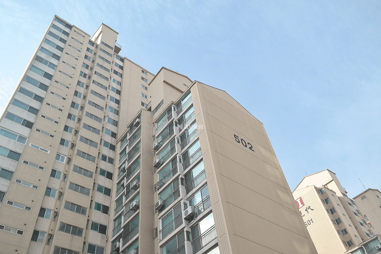 Building entrance with signage