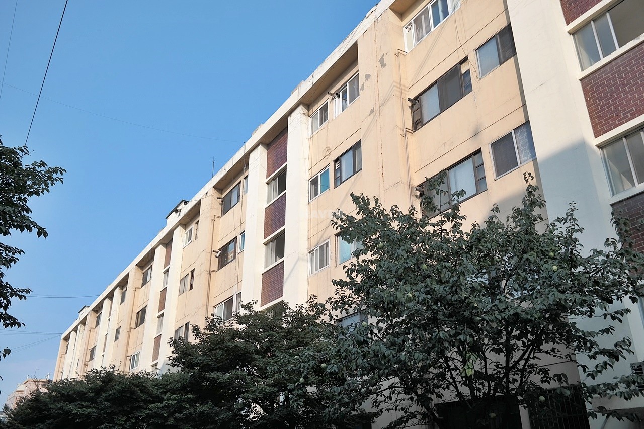 Building entrance with signage