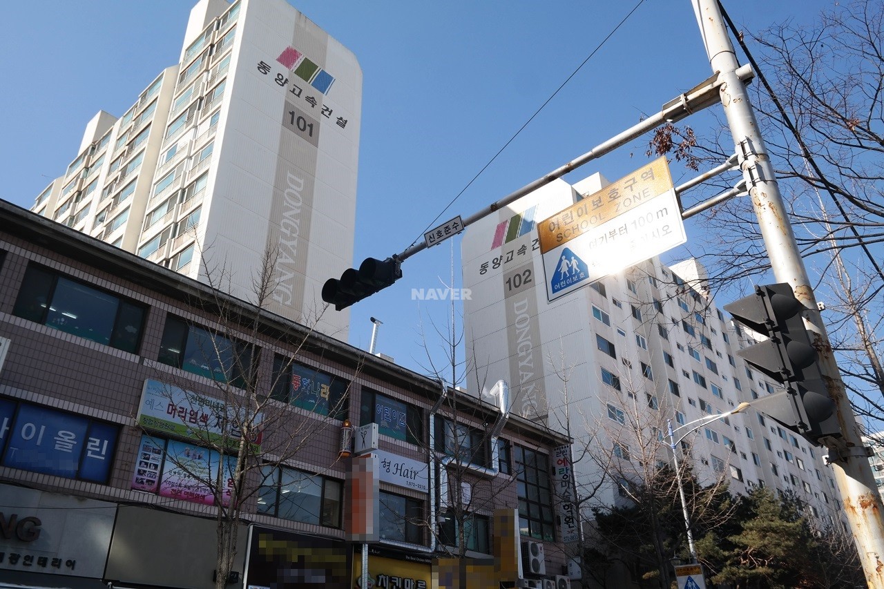 Building entrance with signage