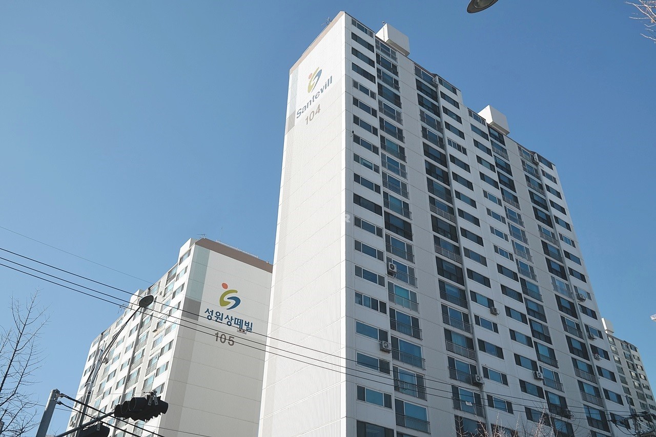 Building entrance with signage