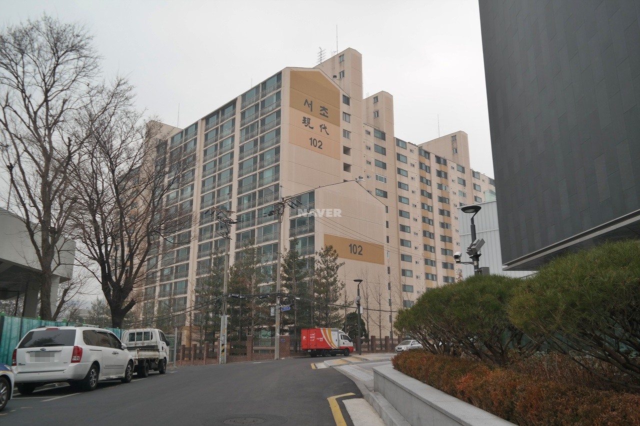 Building entrance with signage