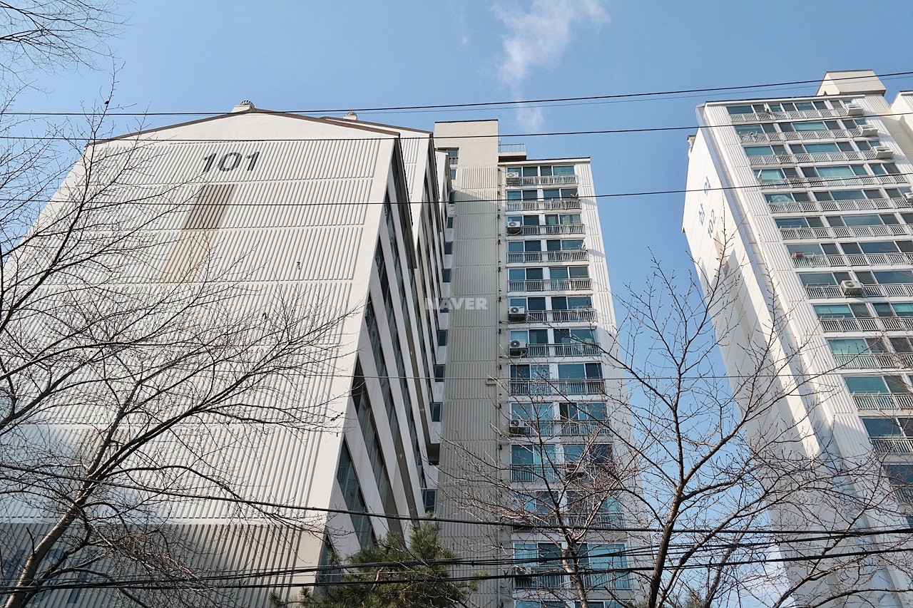 Building entrance with signage