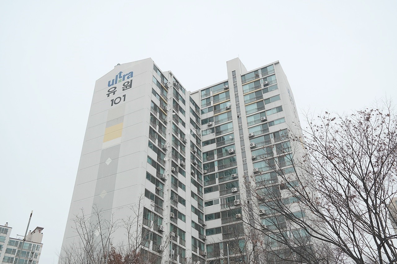 Building entrance with signage