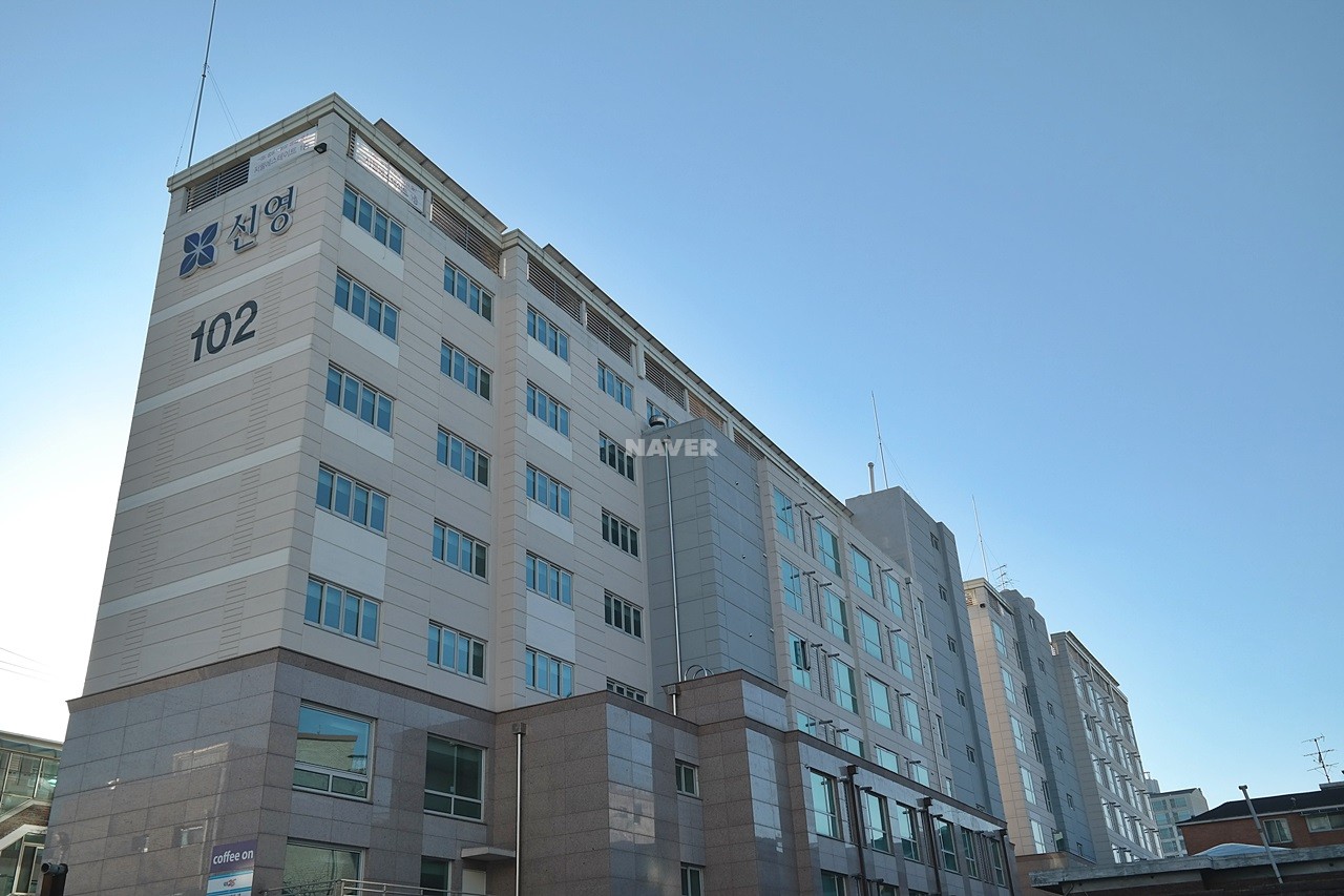 Building entrance with signage