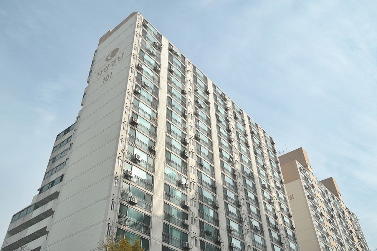 Building entrance with signage