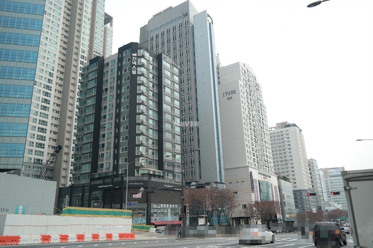 Building entrance with signage