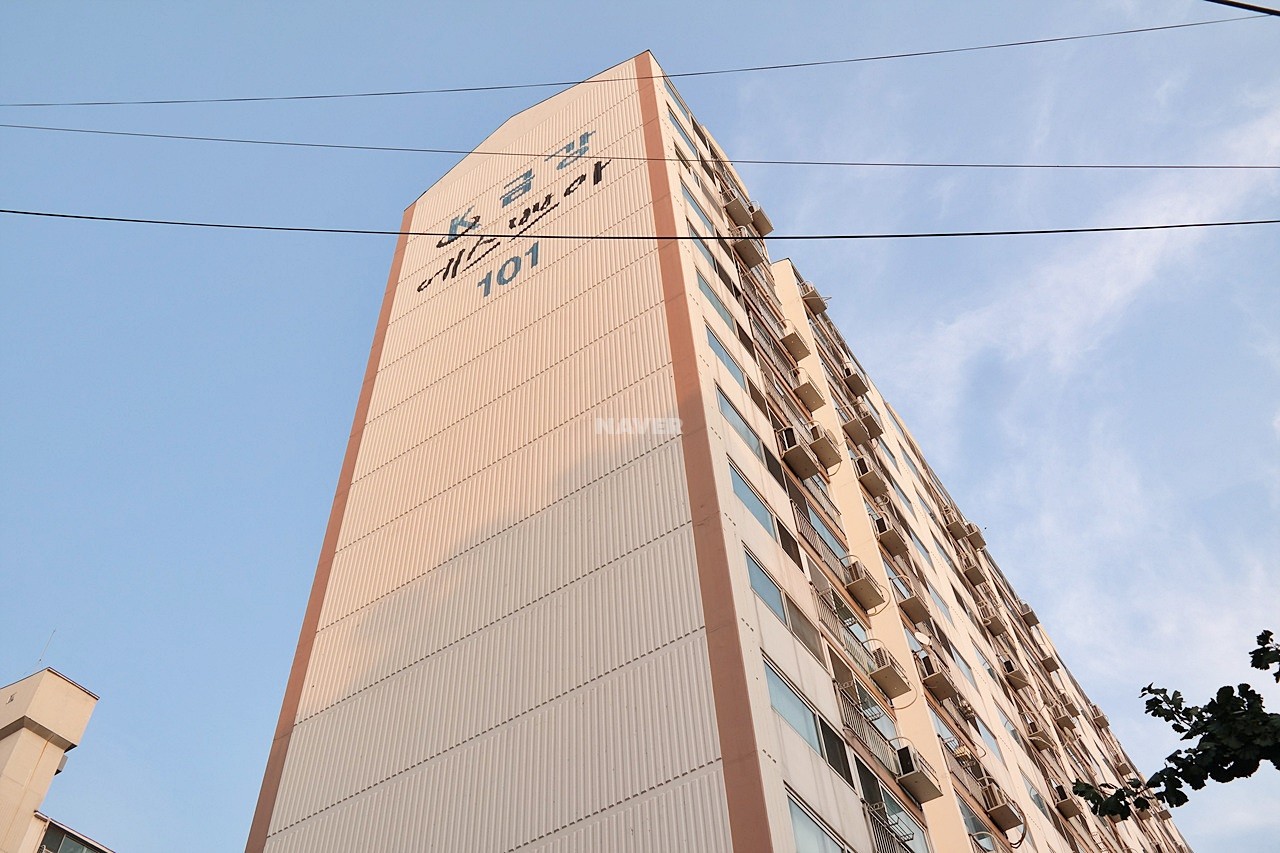 Building entrance with signage