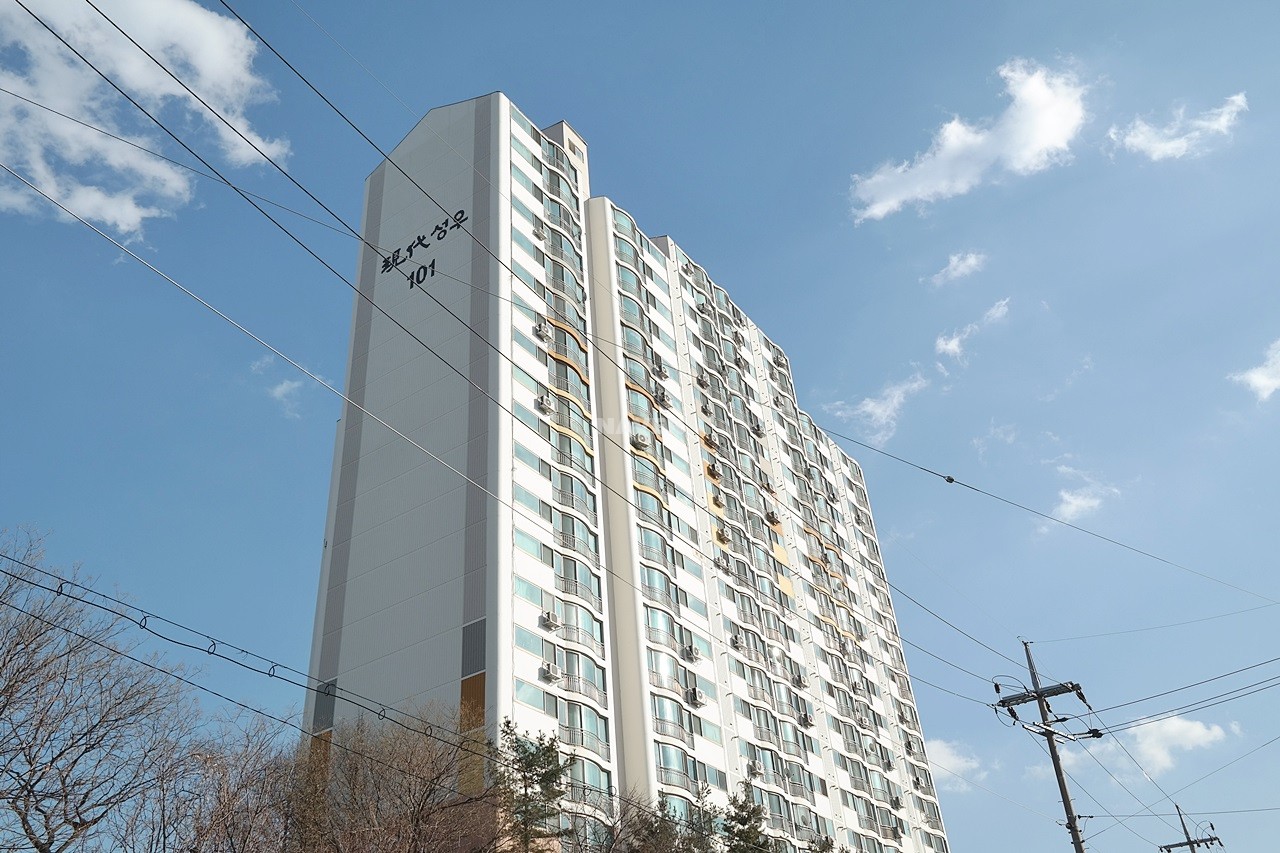 Building entrance with signage