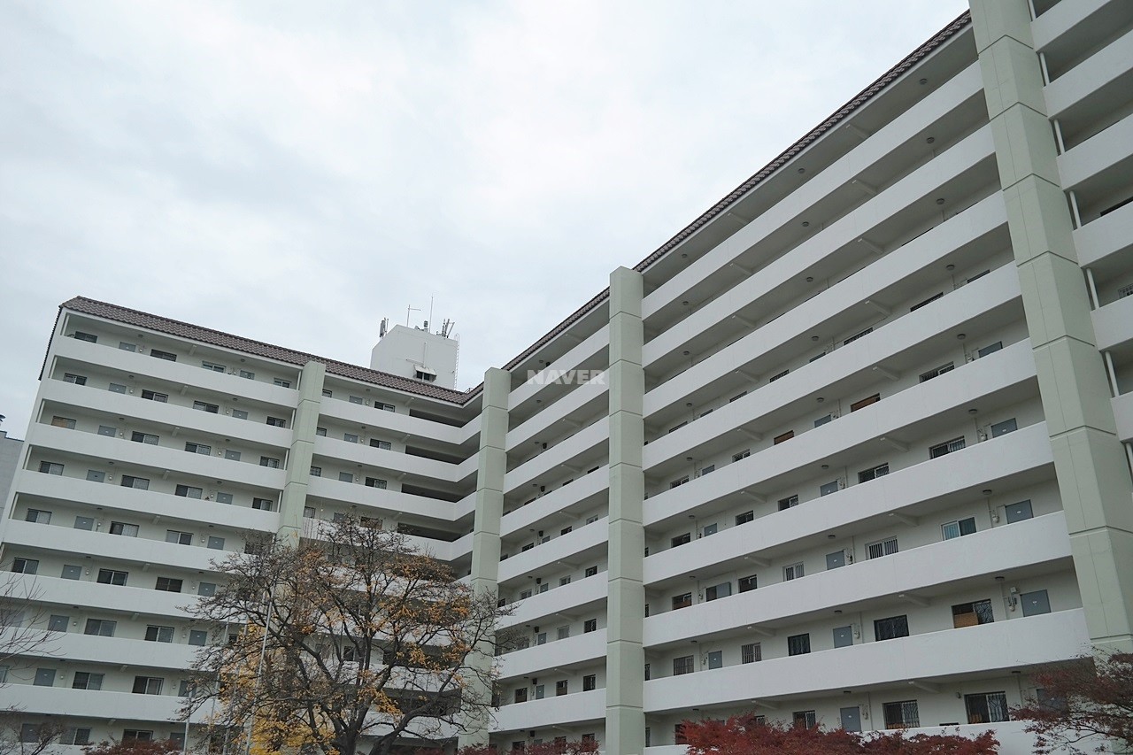 Building entrance with signage