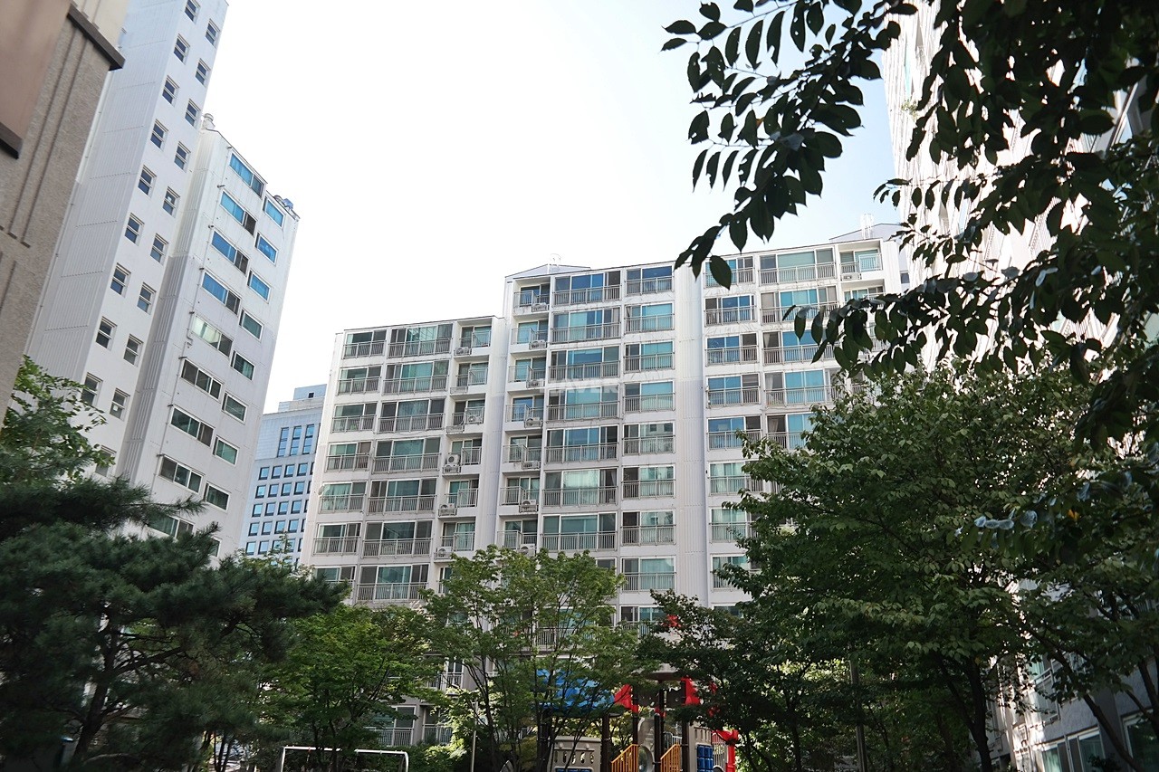 Building entrance with signage