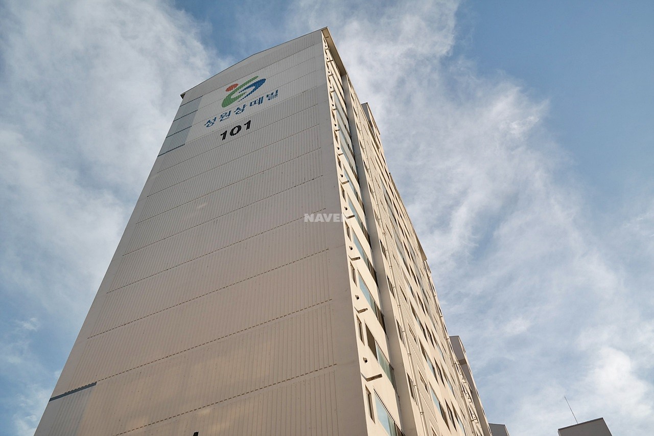 Building entrance with signage