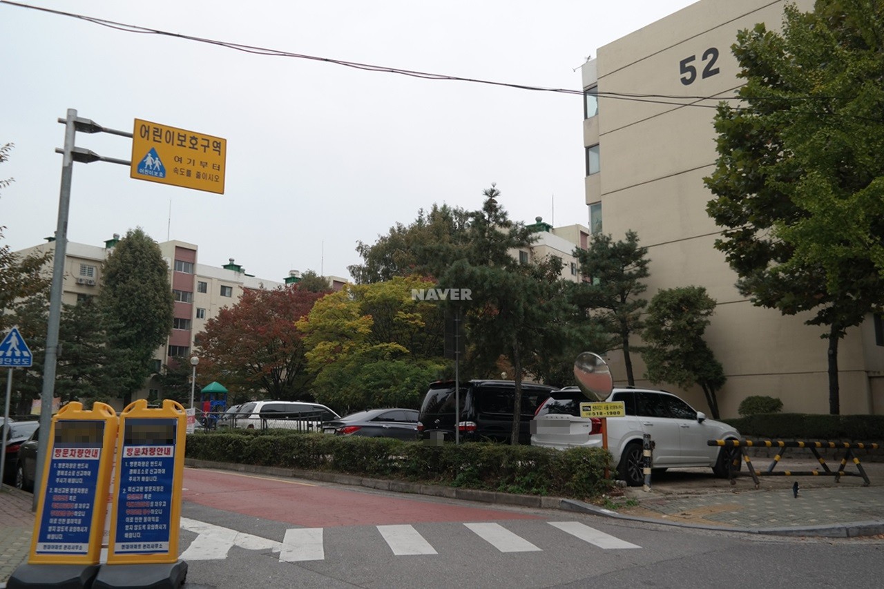 Building entrance with signage