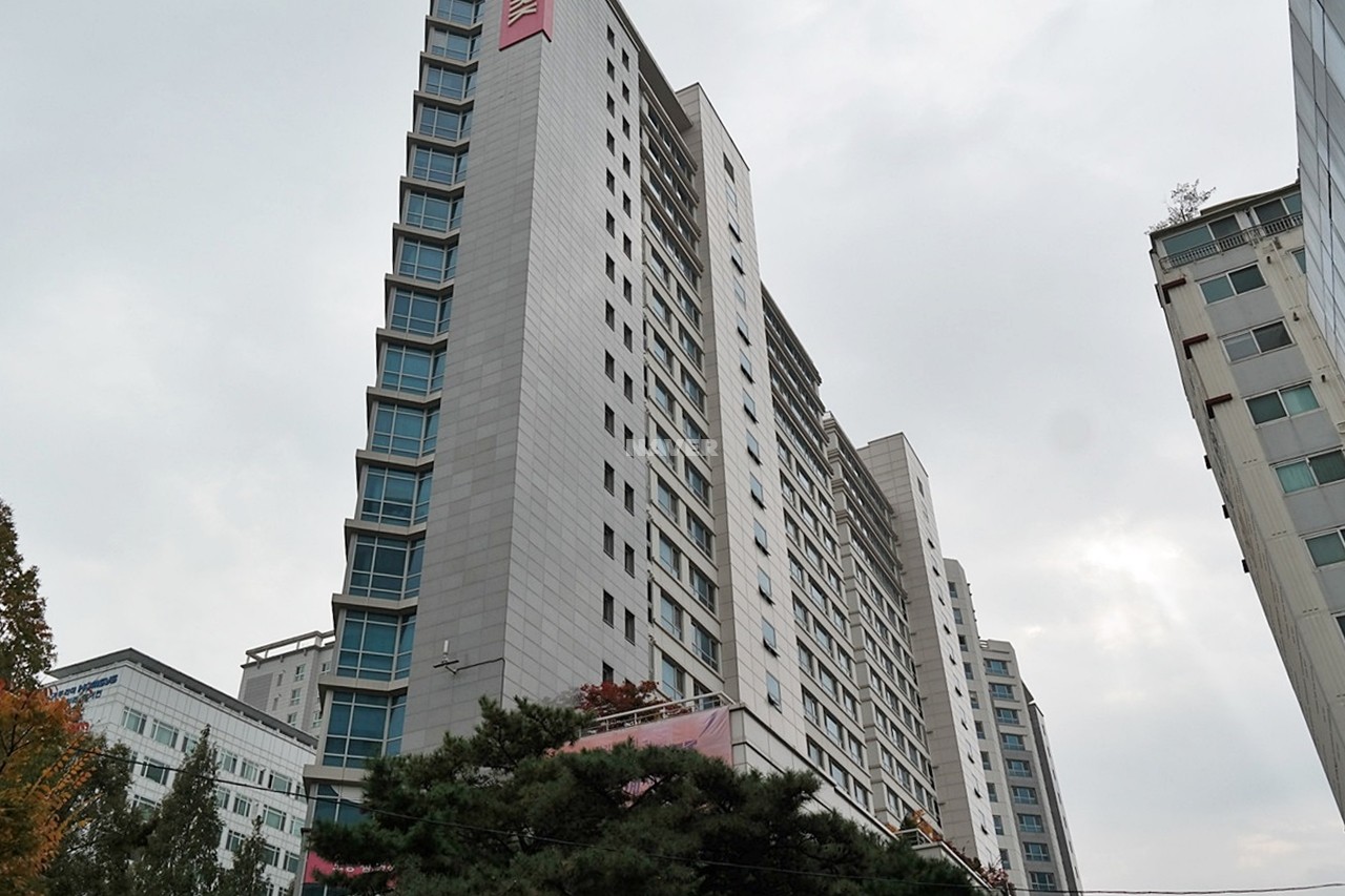 Building entrance with signage