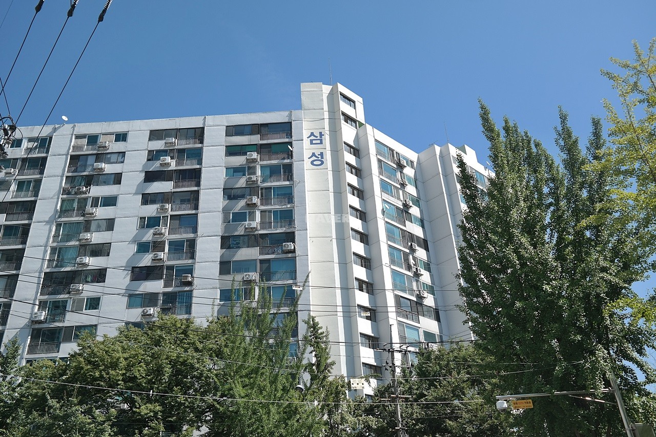 Building entrance with signage