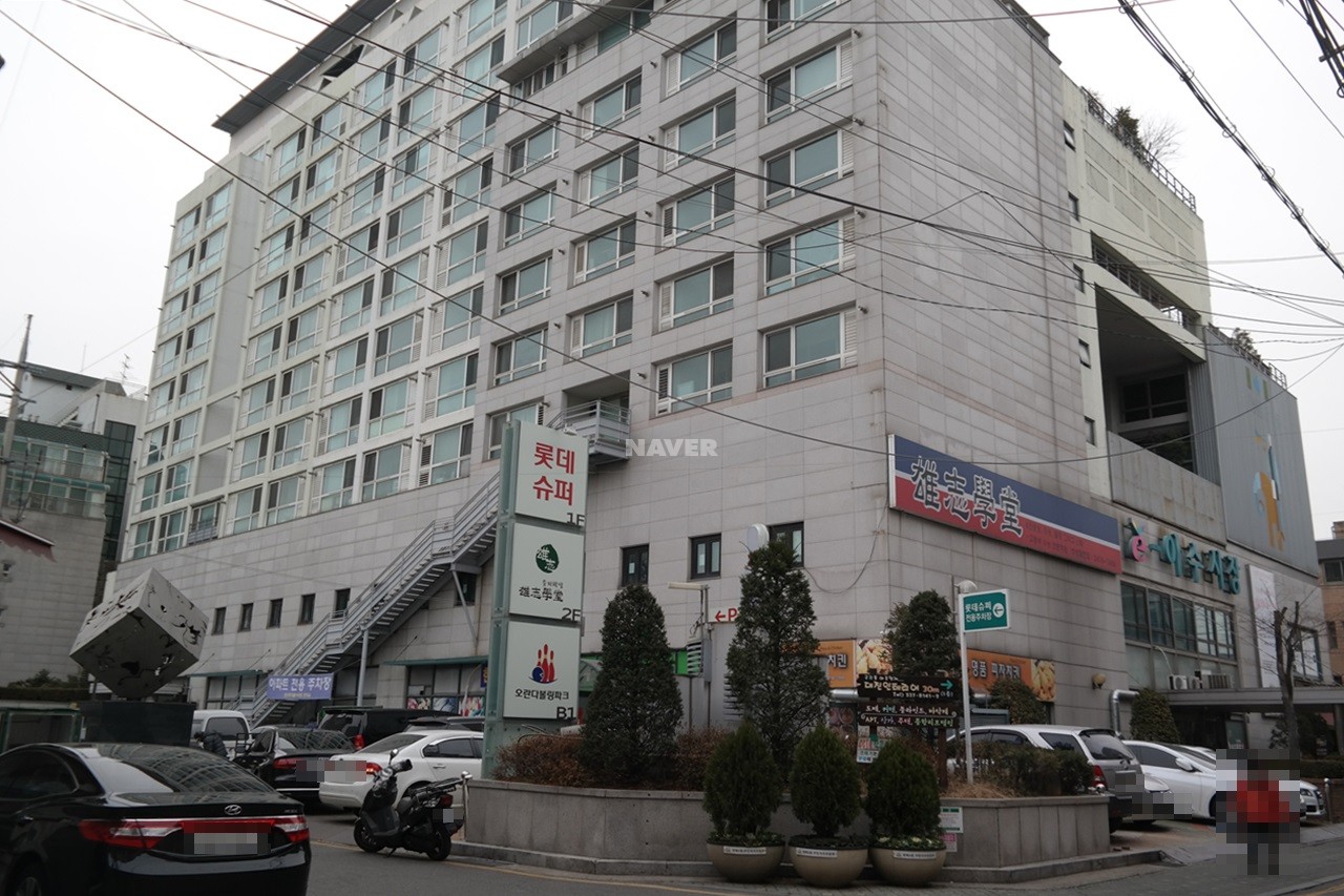 Building entrance with signage