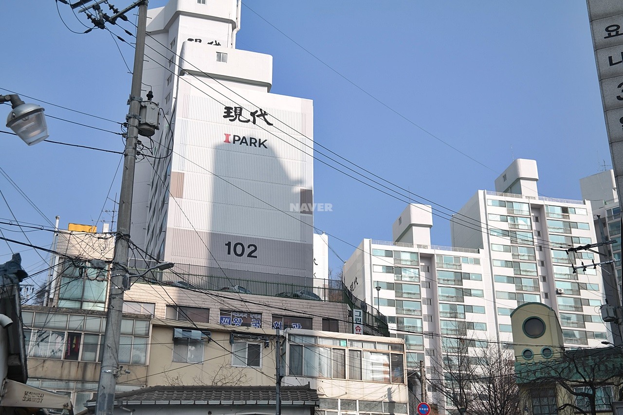 Building entrance with signage