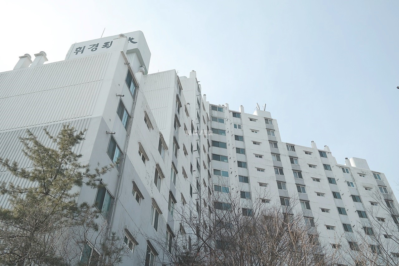 Building entrance with signage