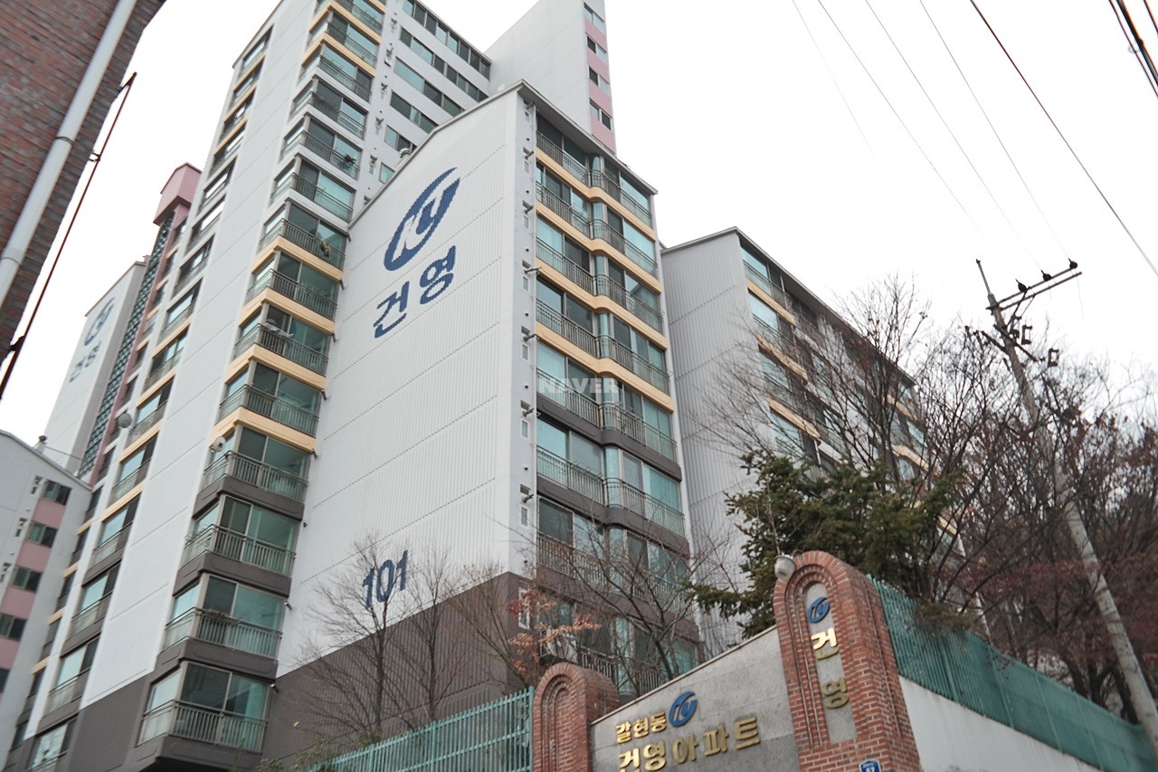 Building entrance with signage