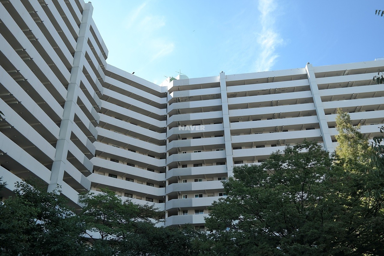 Building entrance with signage