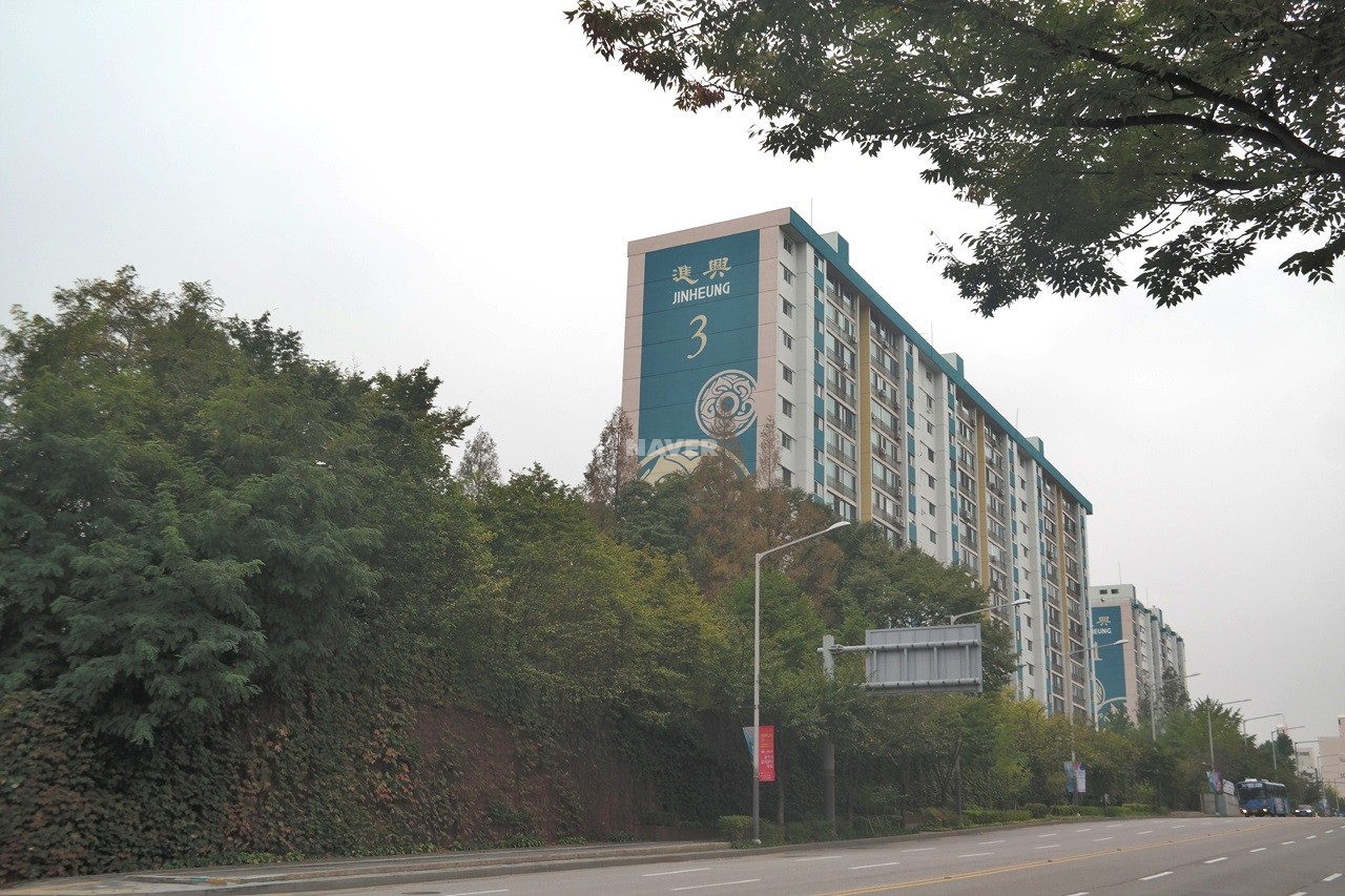 Building entrance with signage