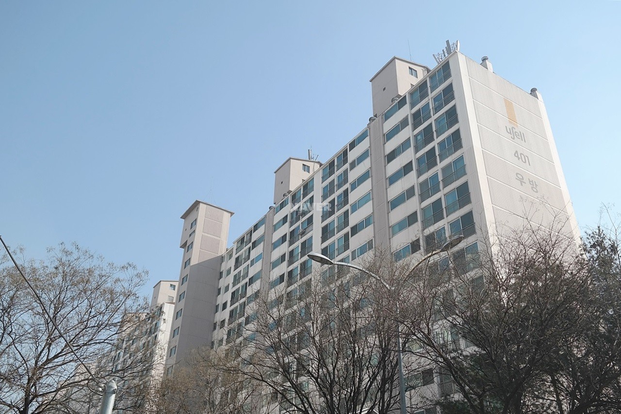 Building entrance with signage
