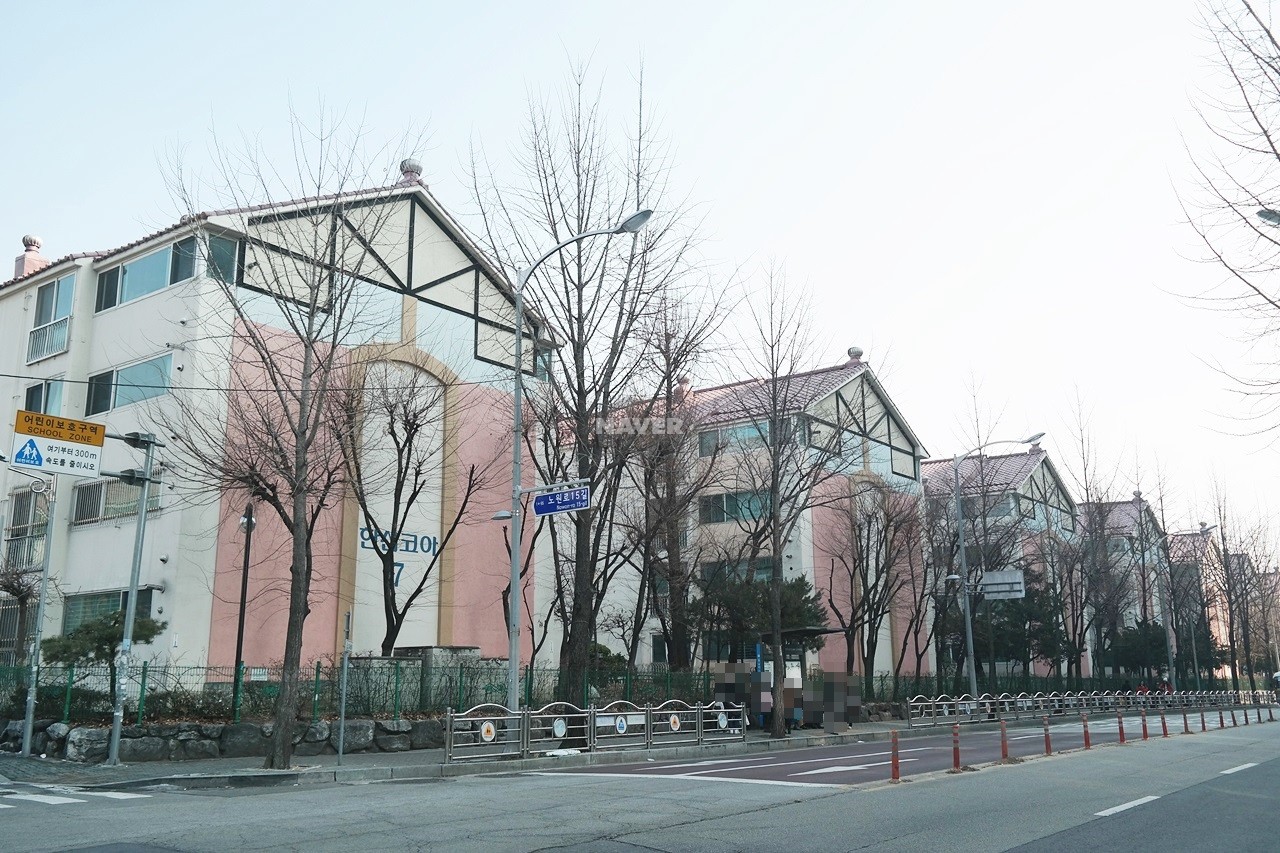 Building entrance with signage