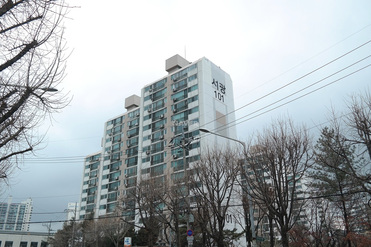 Building entrance with signage