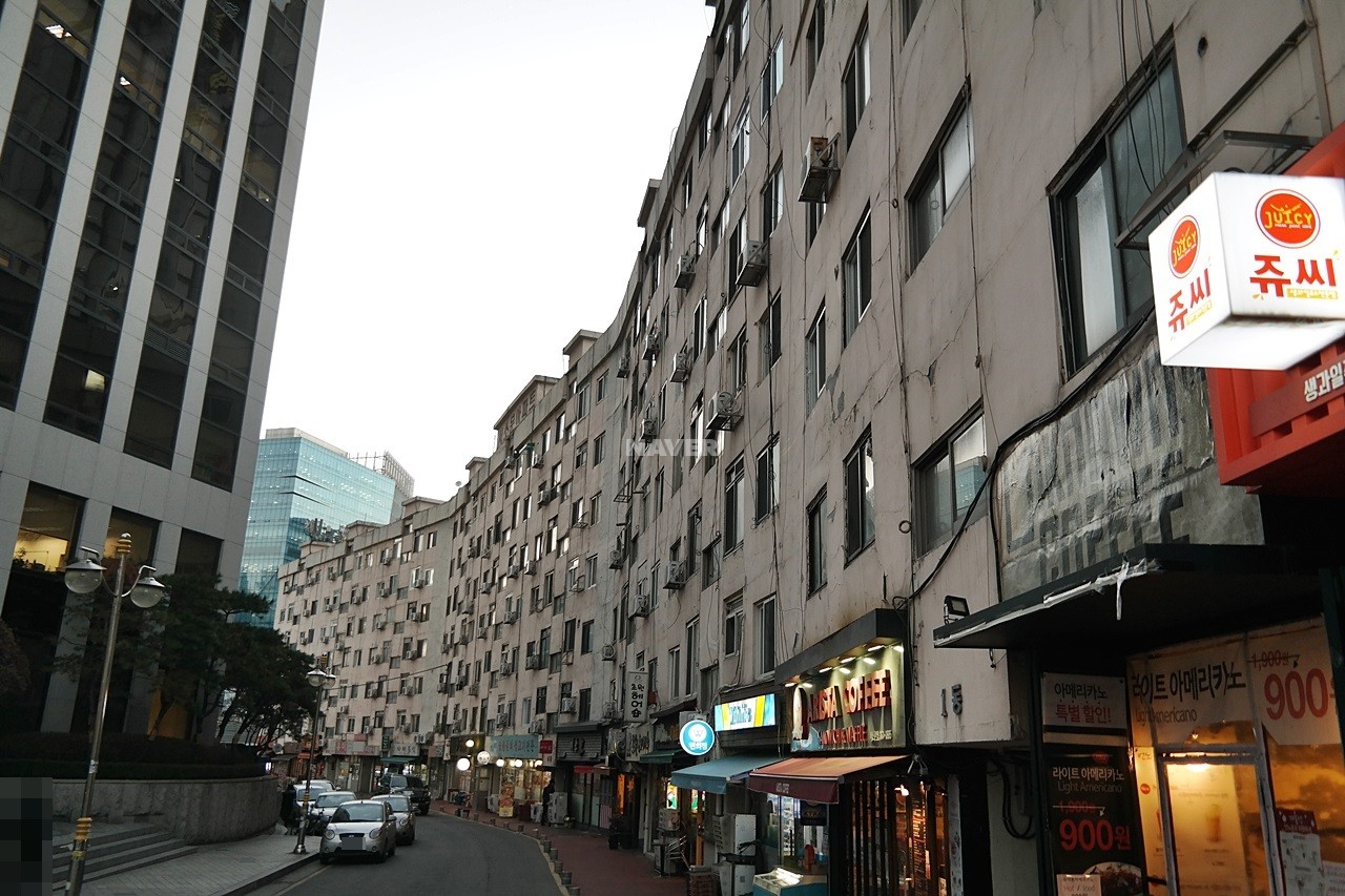 Building entrance with signage