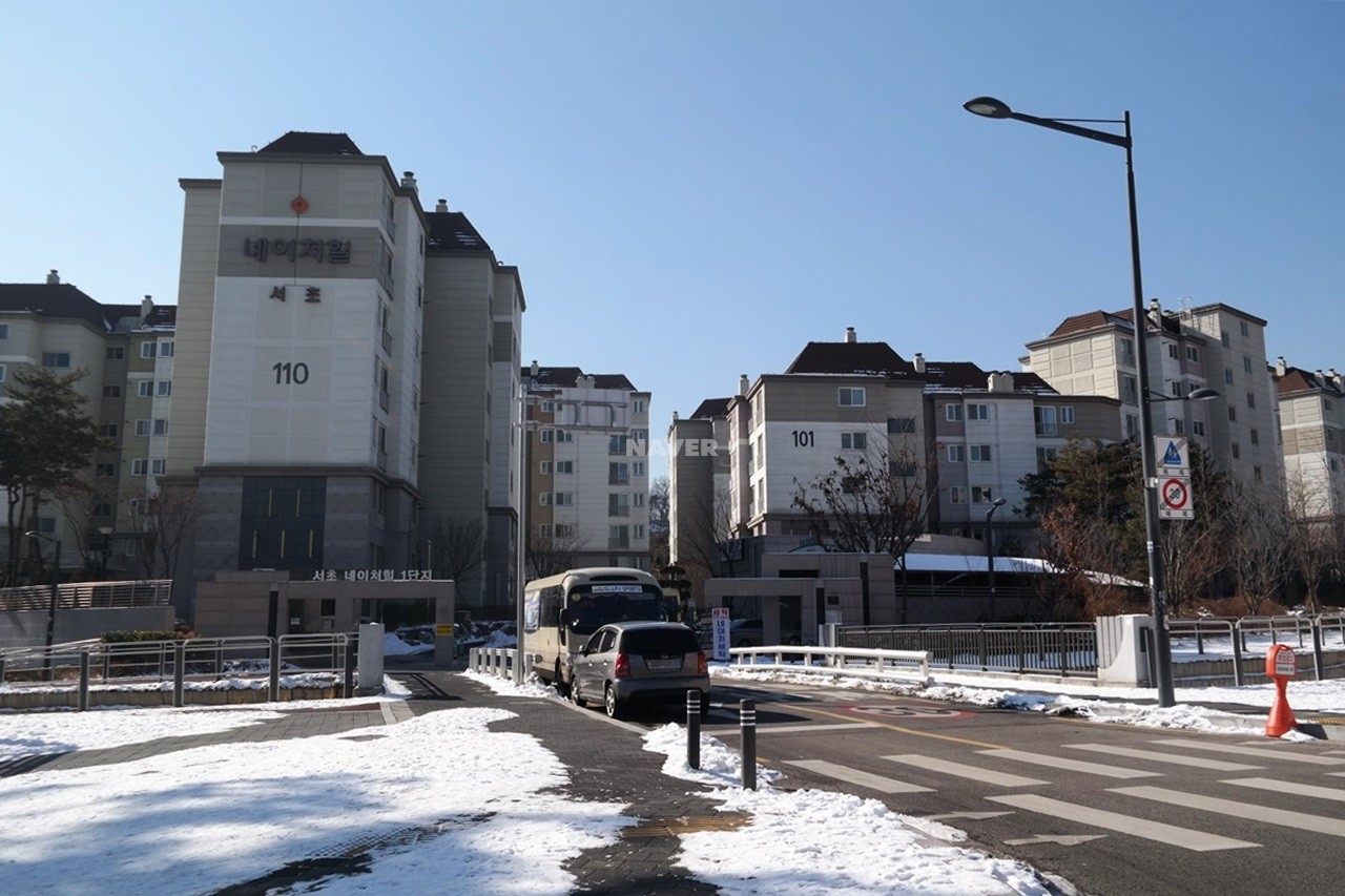 Building entrance with signage
