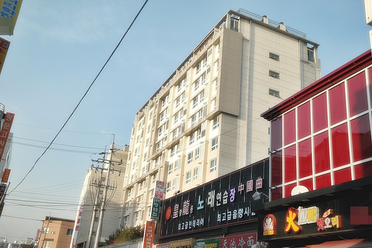 Building entrance with signage