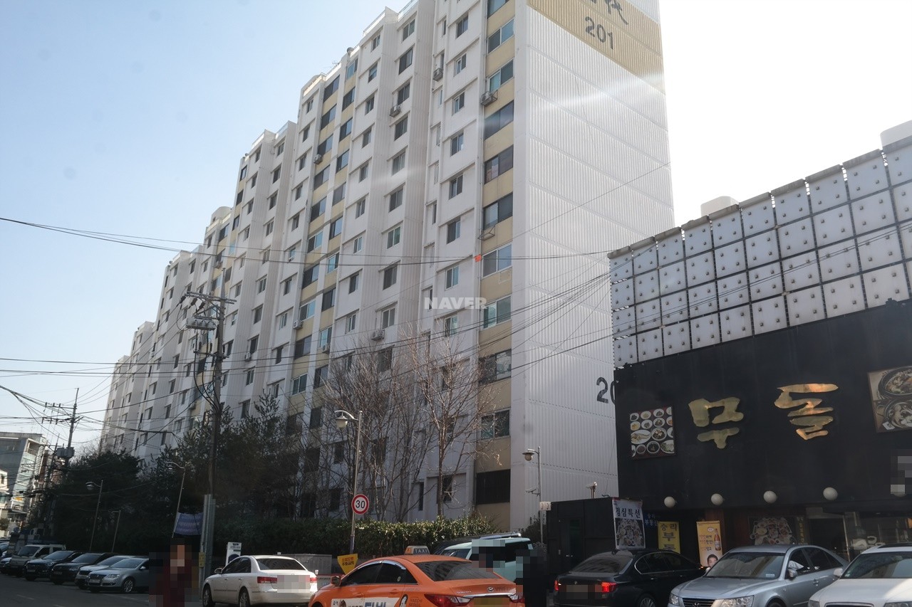 Building entrance with signage