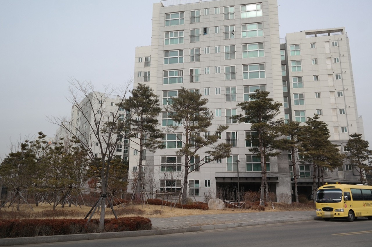 Building entrance with signage